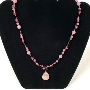 NY & Co. Pink Teardrop Beaded Necklace